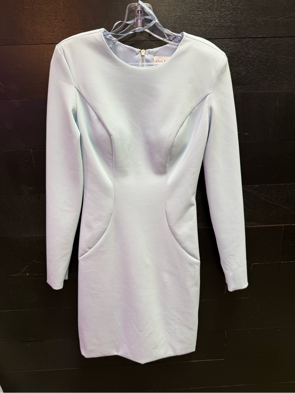 Minimalist Powder Blue Long-Sleeve Mini Dress